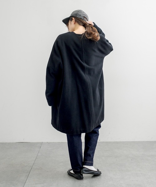 PUAL CE CIN（ピュアルセシン）の「【premium】ニュージーランドウールモッサノーカラーコート（ノーカラーコート・レディース・ブラック/モカ・FREE）」の10枚目の写真