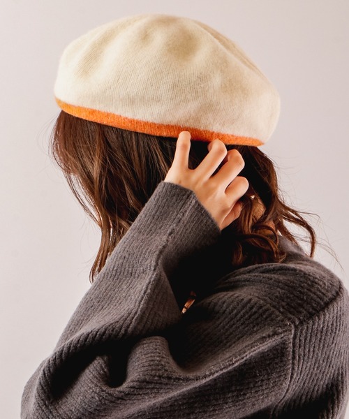 Sense of Grace(センスオブグレース)の「GIGIO BERET 配色ウールバスクベレー帽(ハンチング/ベレー帽・レディース・ブラック/アイボリー/ブルー/プラム・FREE)」の7枚目の写真