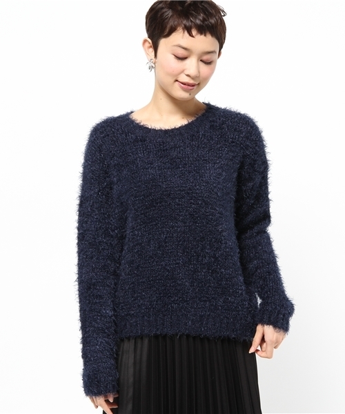 DISCOAT（ディスコート）の「【Discoat】フェザーヤーンプルオーバー（ニット/セーター・レディース・ライトベージュ/ネイビー/オフホワイト・ﾌﾘ-）」の3枚目の写真