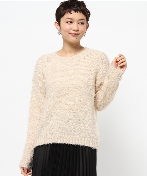 DISCOAT（ディスコート）の「【Discoat】フェザーヤーンプルオーバー（ニット/セーター・レディース・ライトベージュ/ネイビー/オフホワイト・ﾌﾘ-）」の2枚目の写真