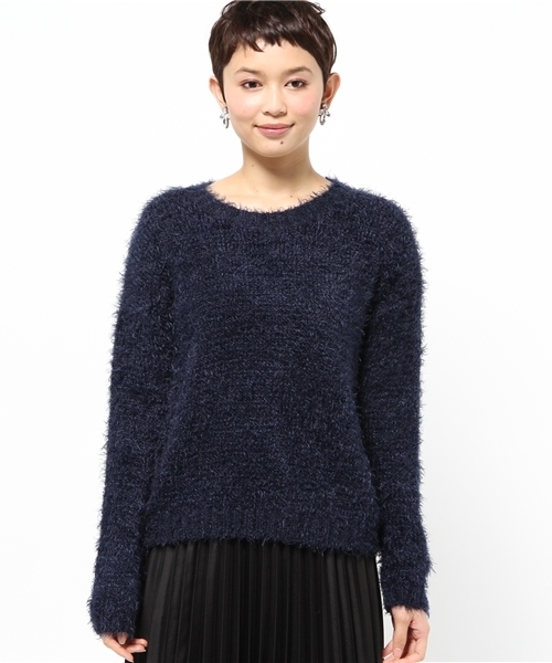 DISCOAT（ディスコート）の「【Discoat】フェザーヤーンプルオーバー（ニット/セーター・レディース・ライトベージュ/ネイビー/オフホワイト・ﾌﾘ-）」の5枚目の写真