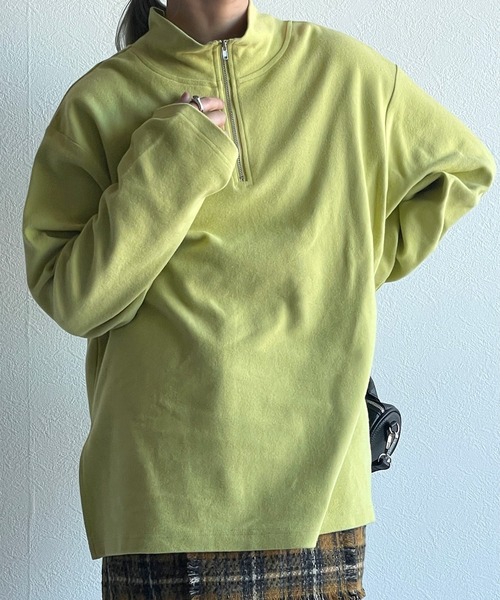 w closet（ダブルクローゼット）の「ハーフZIPBIGプルオーバー（Tシャツ/カットソー・レディース・ブラック/オフホワイト/ライム/マスタード・FREE）」の3枚目の写真