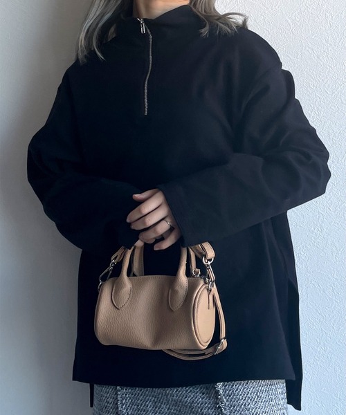 w closet（ダブルクローゼット）の「ハーフZIPBIGプルオーバー（Tシャツ/カットソー・レディース・ブラック/オフホワイト/ライム/マスタード・FREE）」の2枚目の写真