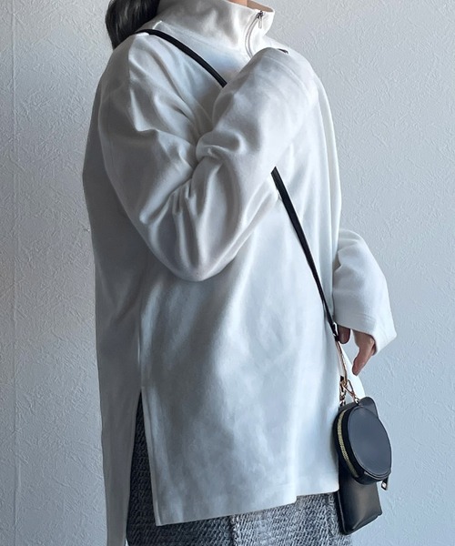 w closet（ダブルクローゼット）の「ハーフZIPBIGプルオーバー（Tシャツ/カットソー・レディース・ブラック/オフホワイト/ライム/マスタード・FREE）」の7枚目の写真