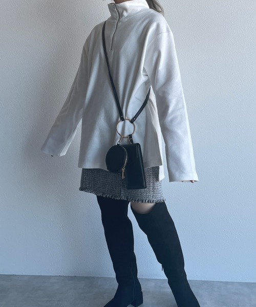 w closet（ダブルクローゼット）の「ハーフZIPBIGプルオーバー（Tシャツ/カットソー・レディース・ブラック/オフホワイト/ライム/マスタード・FREE）」の9枚目の写真