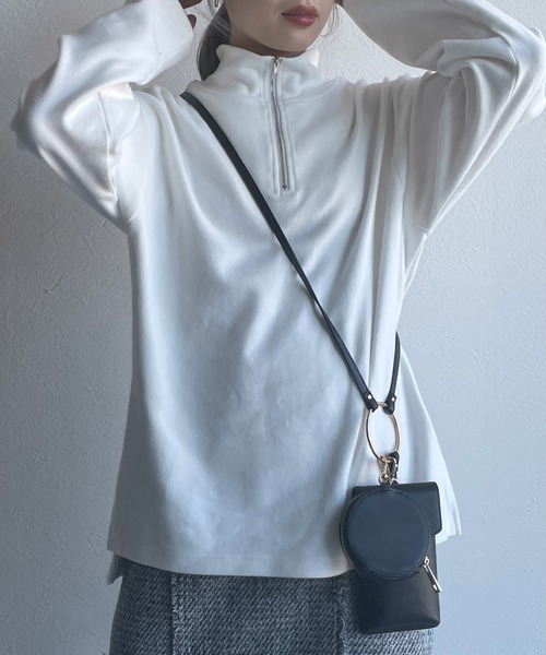 w closet（ダブルクローゼット）の「ハーフZIPBIGプルオーバー（Tシャツ/カットソー・レディース・ブラック/オフホワイト/ライム/マスタード・FREE）」の10枚目の写真