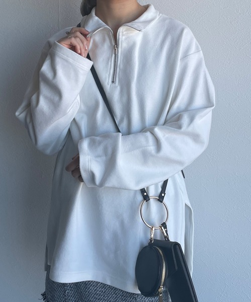 w closet（ダブルクローゼット）の「ハーフZIPBIGプルオーバー（Tシャツ/カットソー・レディース・ブラック/オフホワイト/ライム/マスタード・FREE）」の12枚目の写真