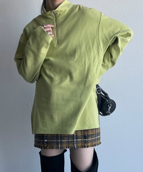 w closet（ダブルクローゼット）の「ハーフZIPBIGプルオーバー（Tシャツ/カットソー・レディース・ブラック/オフホワイト/ライム/マスタード・FREE）」の15枚目の写真