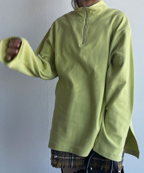 w closet（ダブルクローゼット）の「ハーフZIPBIGプルオーバー（Tシャツ/カットソー・レディース・ブラック/オフホワイト/ライム/マスタード・FREE）」の17枚目の写真