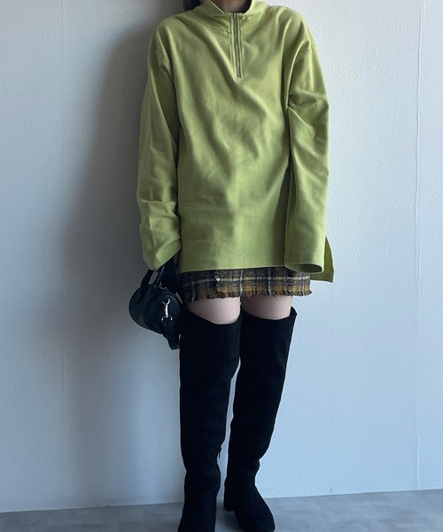 w closet（ダブルクローゼット）の「ハーフZIPBIGプルオーバー（Tシャツ/カットソー・レディース・ブラック/オフホワイト/ライム/マスタード・FREE）」の18枚目の写真