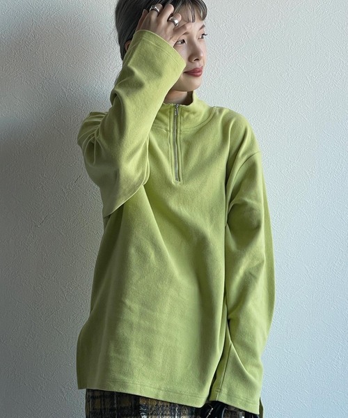 w closet（ダブルクローゼット）の「ハーフZIPBIGプルオーバー（Tシャツ/カットソー・レディース・ブラック/オフホワイト/ライム/マスタード・FREE）」の19枚目の写真