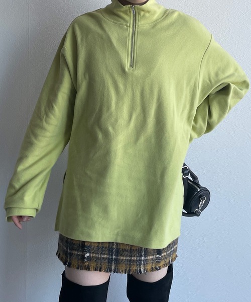 w closet（ダブルクローゼット）の「ハーフZIPBIGプルオーバー（Tシャツ/カットソー・レディース・ブラック/オフホワイト/ライム/マスタード・FREE）」の20枚目の写真