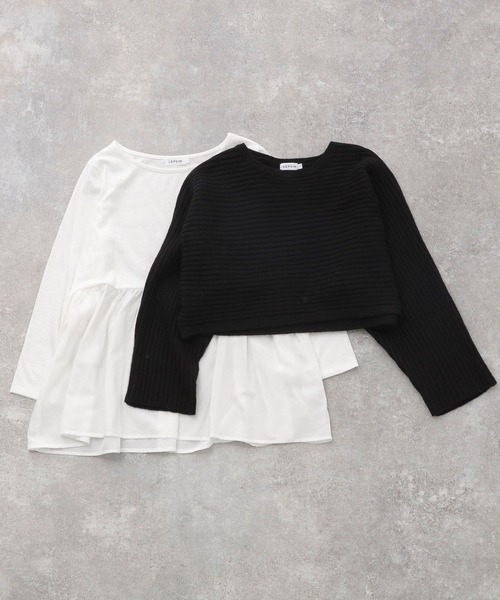 LEPSIM（レプシィム）の「7ゲージ2Pセットレイヤードニット　260753（ニット/セーター・レディース・ブラック/グレイッシュベージュ・FREE）」の11枚目の写真