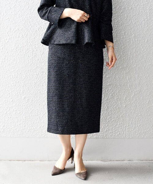 SHIPS（シップス）の「*〈手洗い可能〉ツイードスカート（セットアップ対応）◆（スカート・レディース・ライトグレー/ブラック/ネイビー/ブルー/オフホワイト・SMALL/MEDIUM）」の4枚目の写真
