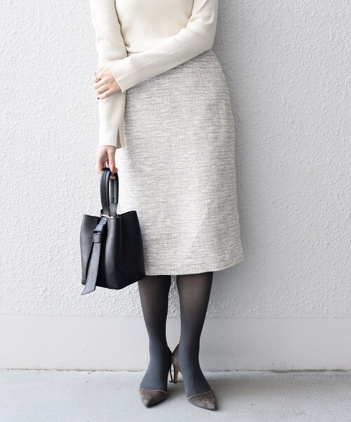 SHIPS（シップス）の「*〈手洗い可能〉ツイードスカート（セットアップ対応）◆（スカート・レディース・ライトグレー/ブラック/ネイビー/ブルー/オフホワイト・SMALL/MEDIUM）」の3枚目の写真