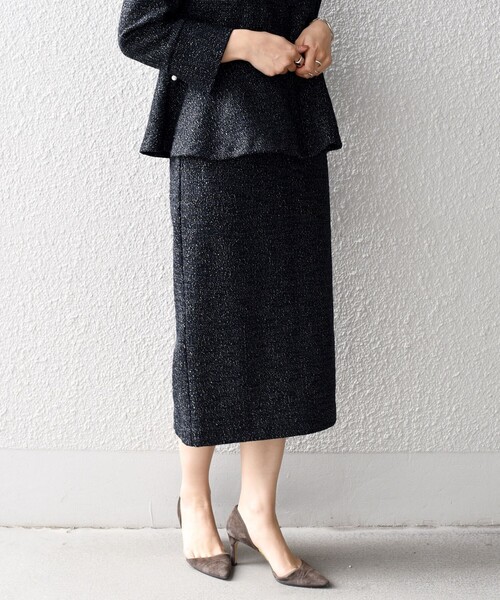 SHIPS（シップス）の「*〈手洗い可能〉ツイードスカート（セットアップ対応）◆（スカート・レディース・ライトグレー/ブラック/ネイビー/ブルー/オフホワイト・SMALL/MEDIUM）」の6枚目の写真