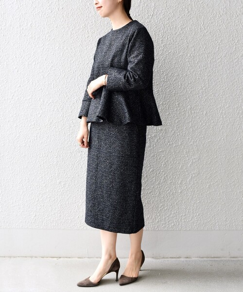 SHIPS（シップス）の「*〈手洗い可能〉ツイードスカート（セットアップ対応）◆（スカート・レディース・ライトグレー/ブラック/ネイビー/ブルー/オフホワイト・SMALL/MEDIUM）」の8枚目の写真