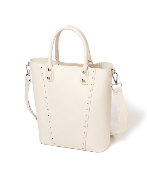 PAGEBOY（ページボーイ）の「モードスタッズトートバッグ（ショルダーバッグ・レディース・ブラック/オフホワイト/シルバー・FREE）」の5枚目の写真