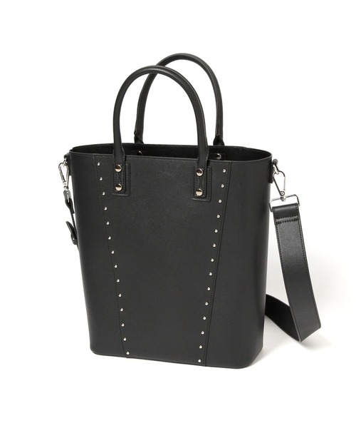 PAGEBOY（ページボーイ）の「モードスタッズトートバッグ（ショルダーバッグ・レディース・ブラック/オフホワイト/シルバー・FREE）」の6枚目の写真