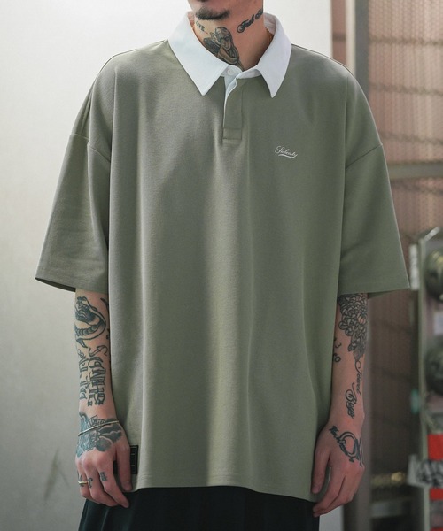 Subciety(サブサエティ)の「BIG SILHOUETTE RUGGER SHIRT(Tシャツ/カットソー・メンズ・オレンジ/ブルー/カーキ/ブラック・MEDIUM/LARGE/X-LARGE)」の3枚目の写真