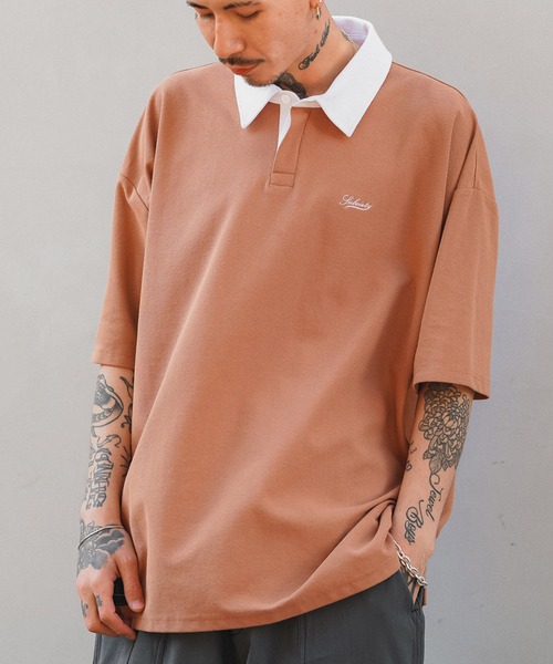 Subciety(サブサエティ)の「BIG SILHOUETTE RUGGER SHIRT(Tシャツ/カットソー・メンズ・オレンジ/ブルー/カーキ/ブラック・MEDIUM/LARGE/X-LARGE)」の1枚目の写真