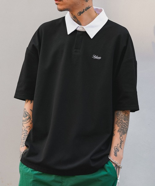 Subciety(サブサエティ)の「BIG SILHOUETTE RUGGER SHIRT(Tシャツ/カットソー・メンズ・オレンジ/ブルー/カーキ/ブラック・MEDIUM/LARGE/X-LARGE)」の2枚目の写真