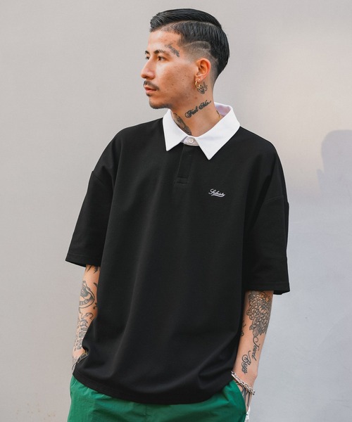Subciety(サブサエティ)の「BIG SILHOUETTE RUGGER SHIRT(Tシャツ/カットソー・メンズ・オレンジ/ブルー/カーキ/ブラック・MEDIUM/LARGE/X-LARGE)」の15枚目の写真