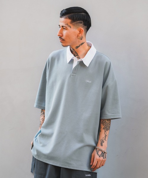Subciety(サブサエティ)の「BIG SILHOUETTE RUGGER SHIRT(Tシャツ/カットソー・メンズ・オレンジ/ブルー/カーキ/ブラック・MEDIUM/LARGE/X-LARGE)」の16枚目の写真