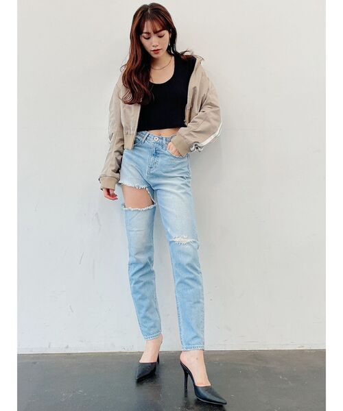 GYDA(ジェイダ)の「2WAYバインダーショートTシャツ(Tシャツ/カットソー・レディース・ブラック/ベージュ/オフホワイト/ミント・FREE)」の8枚目の写真