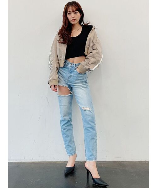 GYDA(ジェイダ)の「2WAYバインダーショートTシャツ(Tシャツ/カットソー・レディース・ブラック/ベージュ/オフホワイト/ミント・FREE)」の9枚目の写真