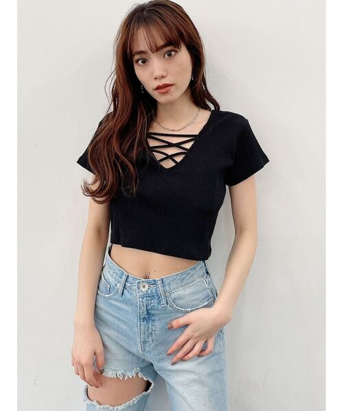 GYDA(ジェイダ)の「2WAYバインダーショートTシャツ(Tシャツ/カットソー・レディース・ブラック/ベージュ/オフホワイト/ミント・FREE)」の10枚目の写真