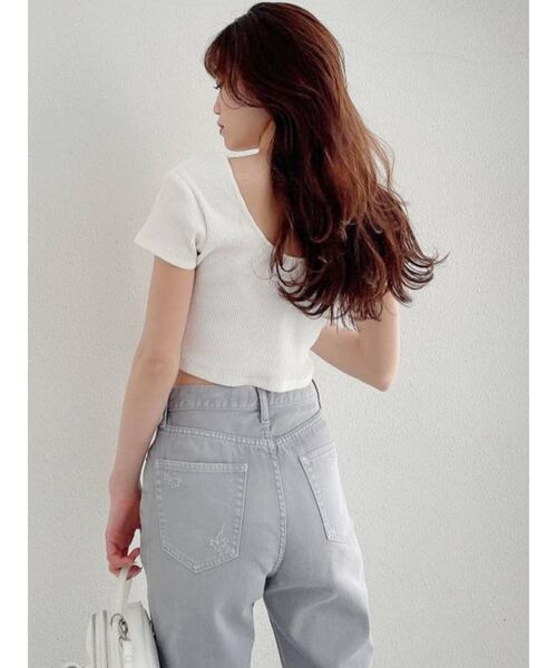 GYDA(ジェイダ)の「2WAYバインダーショートTシャツ(Tシャツ/カットソー・レディース・ブラック/ベージュ/オフホワイト/ミント・FREE)」の16枚目の写真