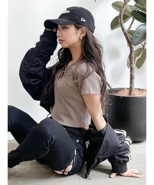 GYDA(ジェイダ)の「2WAYバインダーショートTシャツ(Tシャツ/カットソー・レディース・ブラック/ベージュ/オフホワイト/ミント・FREE)」の17枚目の写真