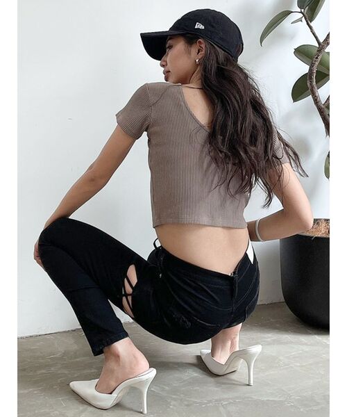 GYDA(ジェイダ)の「2WAYバインダーショートTシャツ(Tシャツ/カットソー・レディース・ブラック/ベージュ/オフホワイト/ミント・FREE)」の22枚目の写真