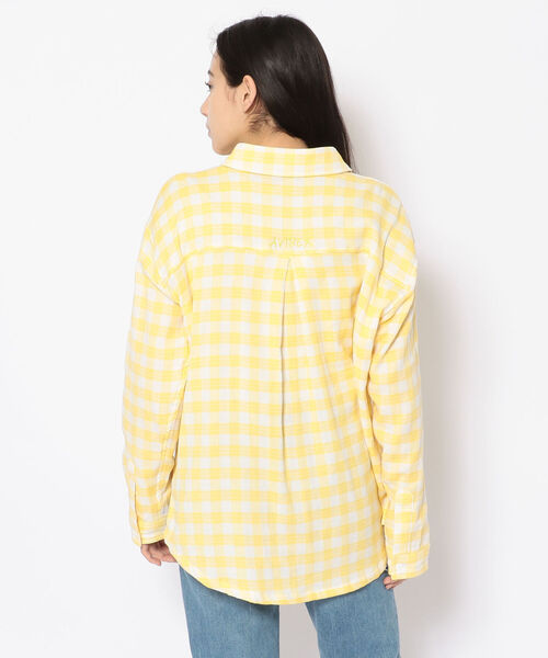 AVIREX(アヴィレックス)の「DOUBLE GAUZE EMBROIDERY SHIRT/ ダブルガーゼ 刺繍シャツ(シャツ/ブラウス・レディース・イエロー/グリーン/ネイビー・FREE)」の4枚目の写真