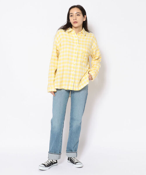 AVIREX(アヴィレックス)の「DOUBLE GAUZE EMBROIDERY SHIRT/ ダブルガーゼ 刺繍シャツ(シャツ/ブラウス・レディース・イエロー/グリーン/ネイビー・FREE)」の10枚目の写真
