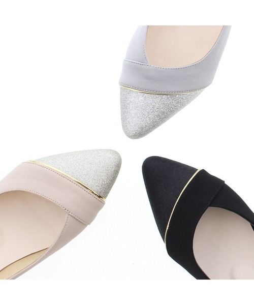 JELLY BEANS（ジェリービーンズ）の「メタルラインコンビパンプス【クッション性抜群！】【歩きやすい！】【柔らかい】【お仕事】【結婚式】【WEB限定】(215-51)JELLY BEANS(ジェリービーンズ)（パンプス・レディース・ブラック/ピンクベージュ/ライトブルー・22.5/23/23.5/24/24.5）」の8枚目の写真