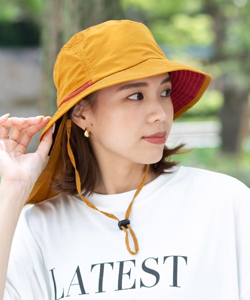 14+（イチヨンプラス）の「撥水サファリハット（ハット・レディース・オリーブ/ネイビー/ベージュ/ブラック/ベージュ系2/レッド/ブラック系2/ターコイズブルー/オレンジ・FREE/フリー/MEDIUM/LARGE/kids-XL）」の9枚目の写真