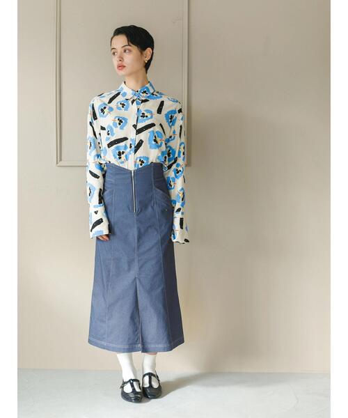 koe（コエ）の「ストレッチツイル　フロントジップスカート＊（スカート・レディース・ブルー/ブラック/ベージュ・M）」の20枚目の写真