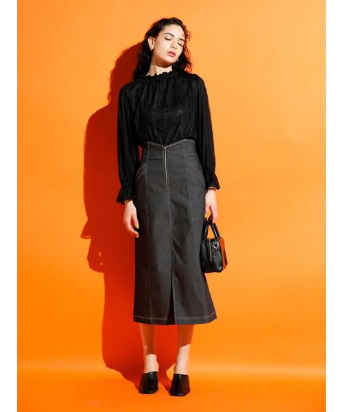 koe（コエ）の「ストレッチツイル　フロントジップスカート＊（スカート・レディース・ブルー/ブラック/ベージュ・M）」の13枚目の写真