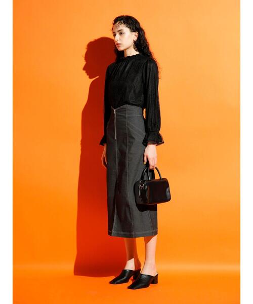 koe（コエ）の「ストレッチツイル　フロントジップスカート＊（スカート・レディース・ブルー/ブラック/ベージュ・M）」の12枚目の写真