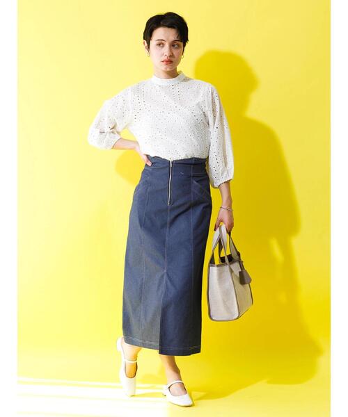 koe（コエ）の「ストレッチツイル　フロントジップスカート＊（スカート・レディース・ブルー/ブラック/ベージュ・M）」の10枚目の写真