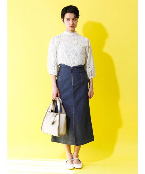 koe（コエ）の「ストレッチツイル　フロントジップスカート＊（スカート・レディース・ブルー/ブラック/ベージュ・M）」の9枚目の写真