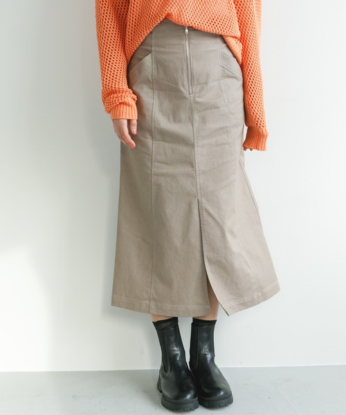 koe（コエ）の「ストレッチツイル　フロントジップスカート＊（スカート・レディース・ブルー/ブラック/ベージュ・M）」の3枚目の写真