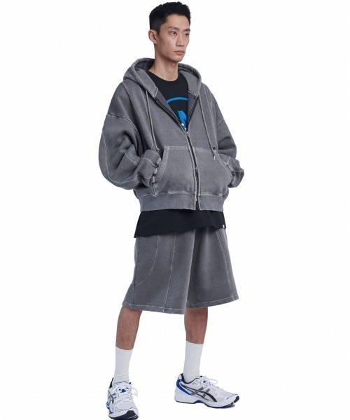 【NOMANUAL/ノーマニュアル】CURVE LINE SWEATSHORTS/カーブラインスウェットショーツ スウェットハーフパンツ スウェットセットアップ