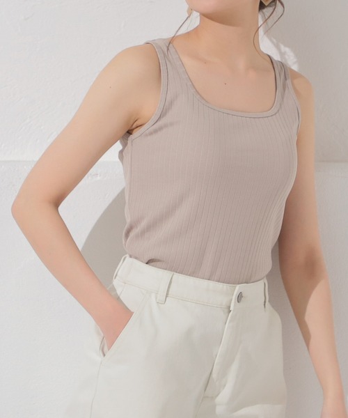 Honeys（ハニーズ）の「針抜きテレコタンクトップ（タンクトップ・レディース・ブラック/ベージュ/カーキ/サックスブルー/アイボリー/モカ/レッド系その他/ブルー/ピンク・LL/S/M/L）」の5枚目の写真