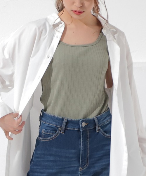 Honeys（ハニーズ）の「針抜きテレコタンクトップ（タンクトップ・レディース・ブラック/ベージュ/カーキ/サックスブルー/アイボリー/モカ/レッド系その他/ブルー/ピンク・LL/S/M/L）」の6枚目の写真