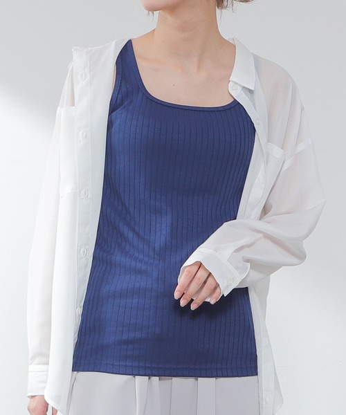 Honeys（ハニーズ）の「針抜きテレコタンクトップ（タンクトップ・レディース・ブラック/ベージュ/カーキ/サックスブルー/アイボリー/モカ/レッド系その他/ブルー/ピンク・LL/S/M/L）」の8枚目の写真