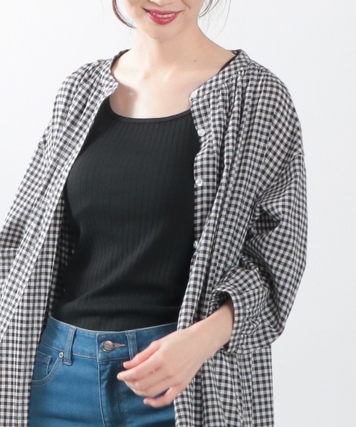 Honeys（ハニーズ）の「針抜きテレコタンクトップ（タンクトップ・レディース・ブラック/ベージュ/カーキ/サックスブルー/アイボリー/モカ/レッド系その他/ブルー/ピンク・LL/S/M/L）」の3枚目の写真