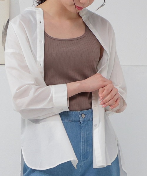 Honeys（ハニーズ）の「針抜きテレコタンクトップ（タンクトップ・レディース・ブラック/ベージュ/カーキ/サックスブルー/アイボリー/モカ/レッド系その他/ブルー/ピンク・LL/S/M/L）」の4枚目の写真